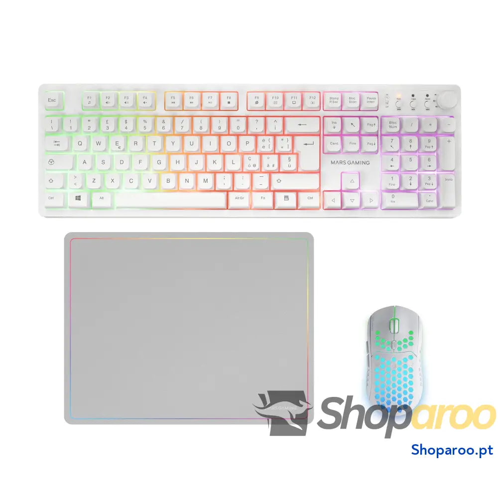 Mars Gaming MCPX Combo 3 em 1 com teclado H Mech iluminado rato ultraleve 10000 dpi software e tapete XXL compatível PC