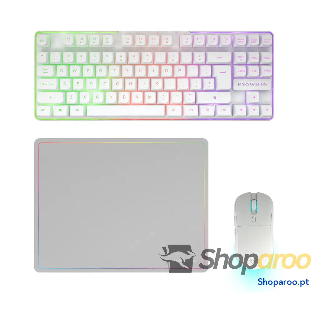 Mars Gaming MCPX Combo 3 em 1 com teclado H Mech iluminado rato ultraleve 10000 dpi software e tapete XXL compatível PC