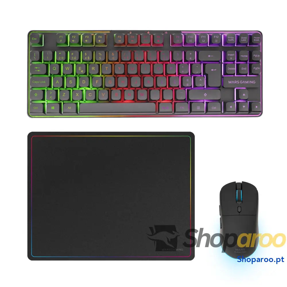 Mars Gaming MCPX Combo 3 em 1 com teclado H Mech iluminado rato ultraleve 10000 dpi software e tapete XXL compatível PC