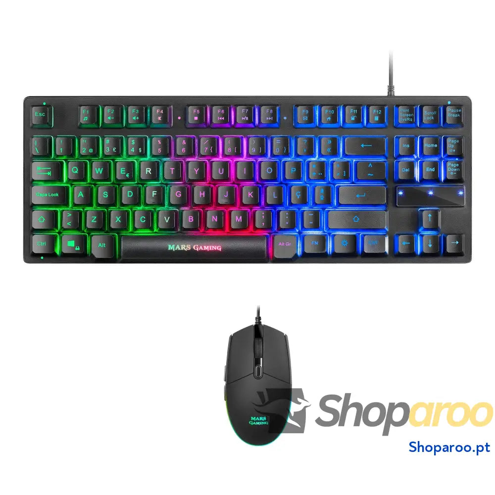 Mars Gaming MCPX Combo 3 em 1 com teclado H Mech iluminado rato ultraleve 10000 dpi software e tapete XXL compatível PC