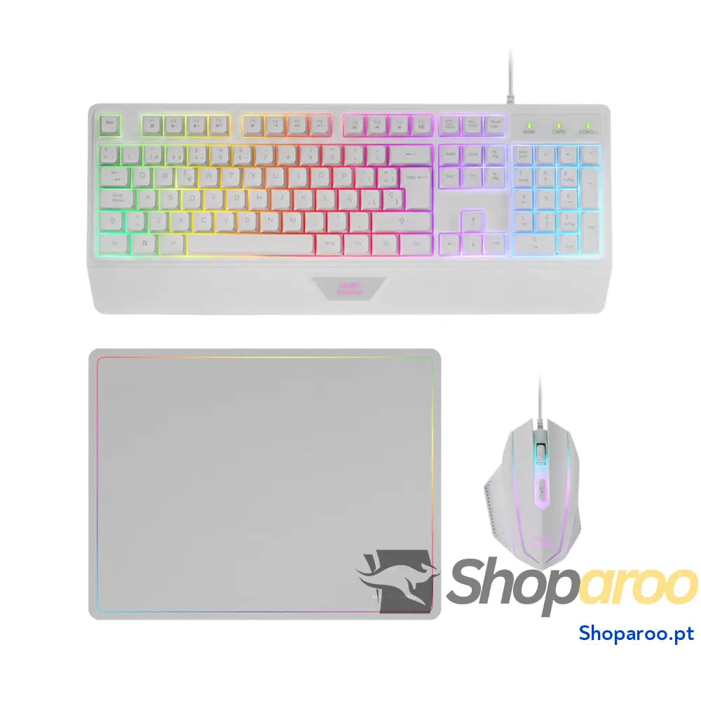 Mars Gaming MCPX Combo 3 em 1 com teclado H Mech iluminado rato ultraleve 10000 dpi software e tapete XXL compatível PC