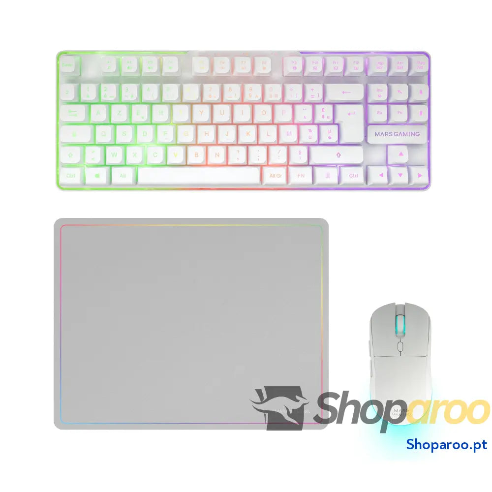 Mars Gaming MCPX Combo 3 em 1 com teclado H Mech iluminado rato ultraleve 10000 dpi software e tapete XXL compatível PC