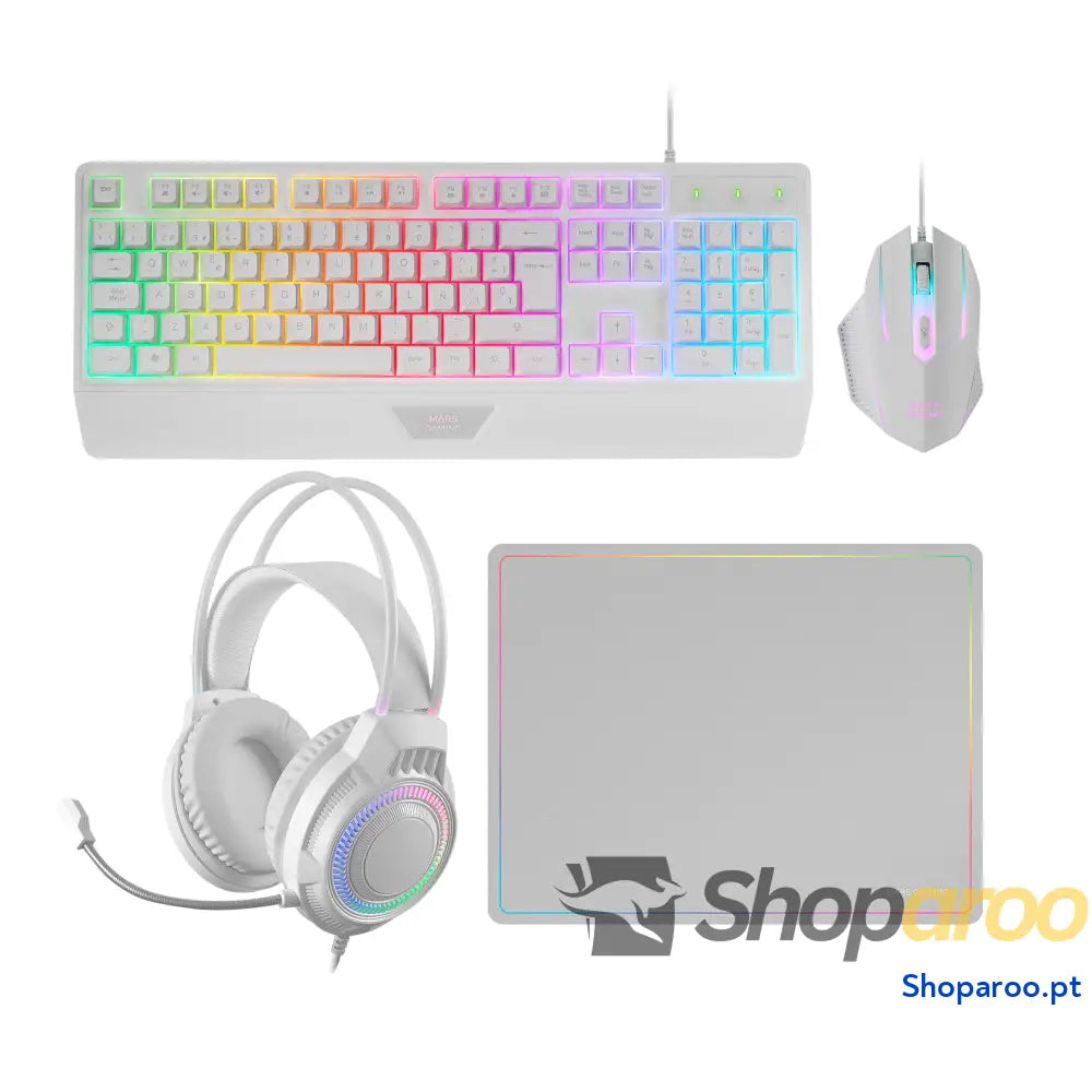 Mars Gaming MCPX Combo 3 em 1 com teclado H Mech iluminado rato ultraleve 10000 dpi software e tapete XXL compatível PC