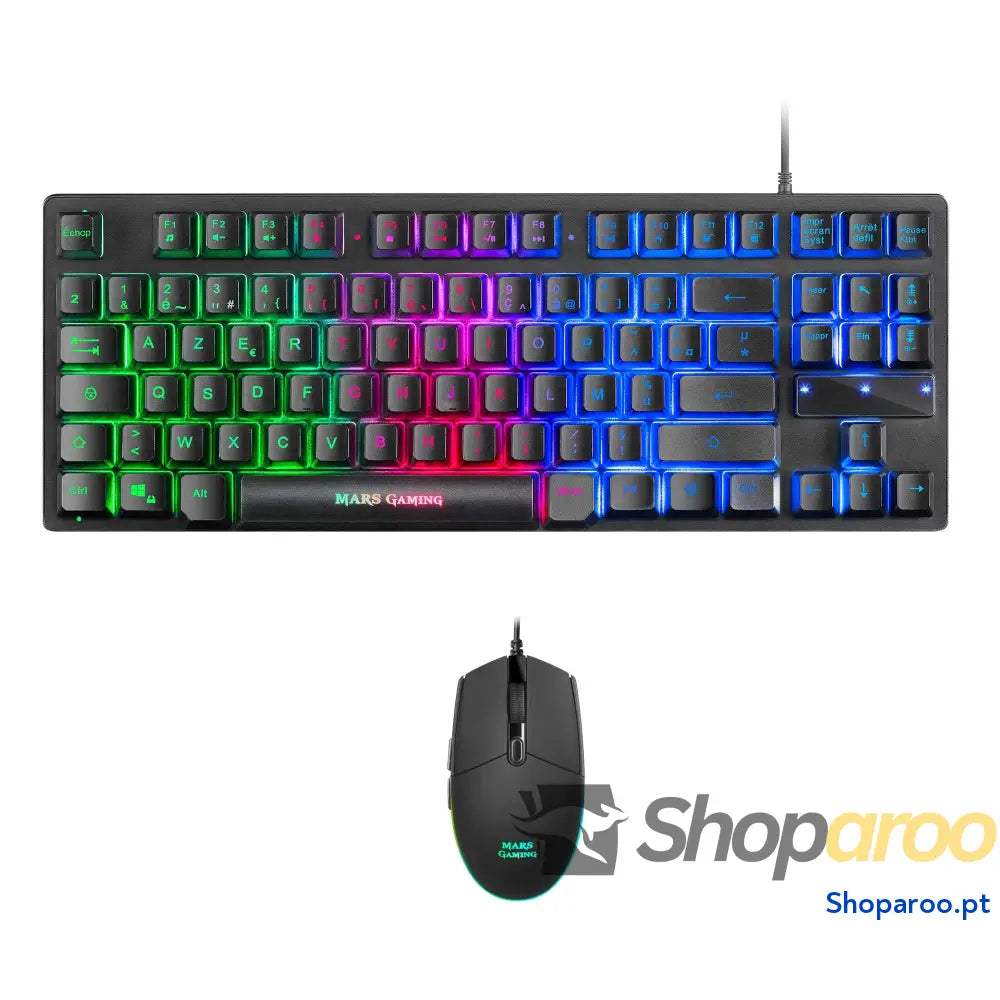 Mars Gaming MCPX Combo 3 em 1 com teclado H Mech iluminado rato ultraleve 10000 dpi software e tapete XXL compatível PC