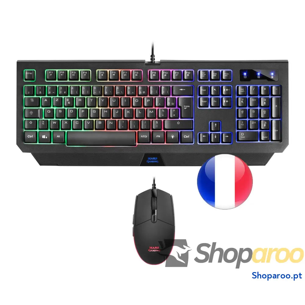 Mars Gaming MCPX Combo 3 em 1 com teclado H Mech iluminado rato ultraleve 10000 dpi software e tapete XXL compatível PC