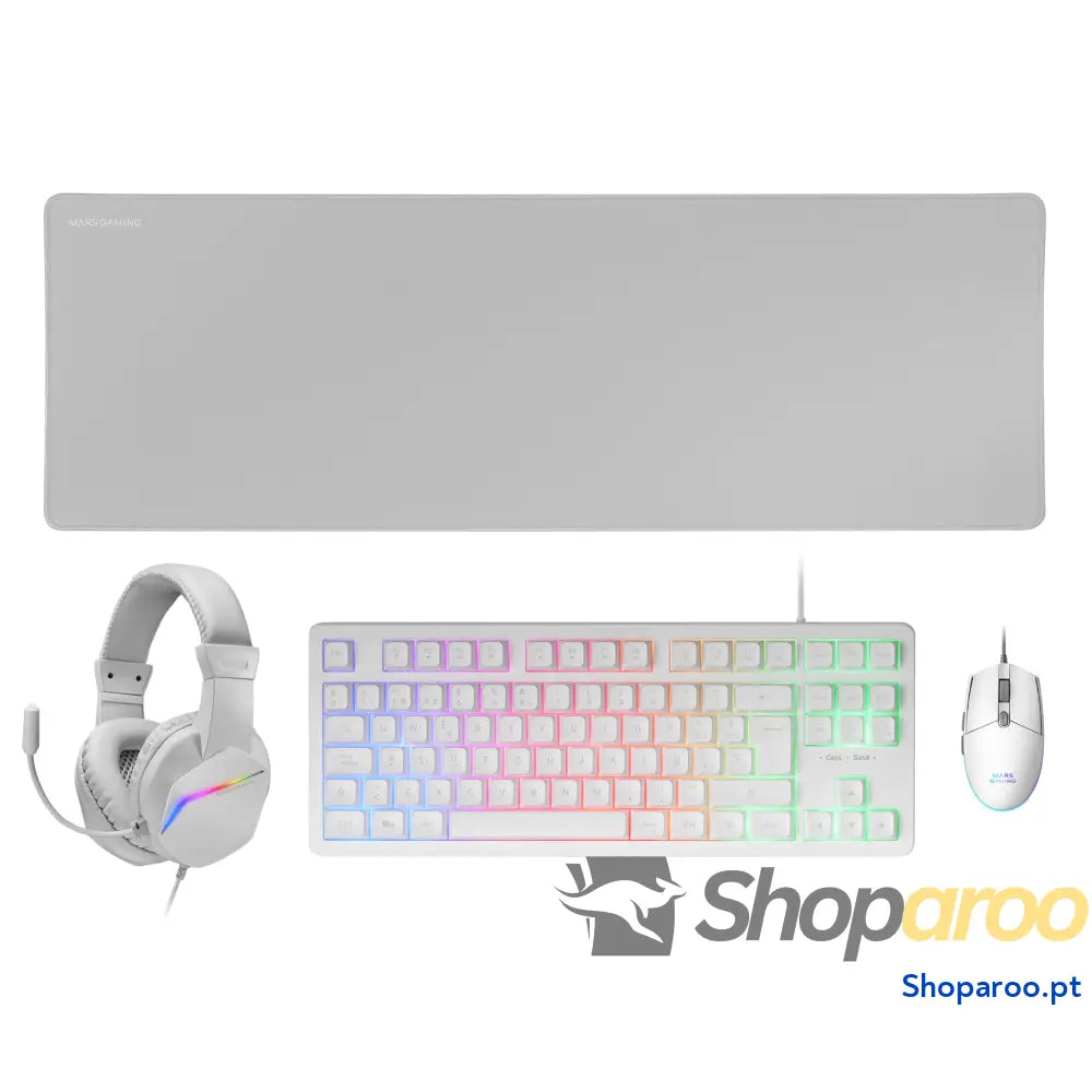 Mars Gaming MCPX Combo 3 em 1 com teclado H Mech iluminado rato ultraleve 10000 dpi software e tapete XXL compatível PC
