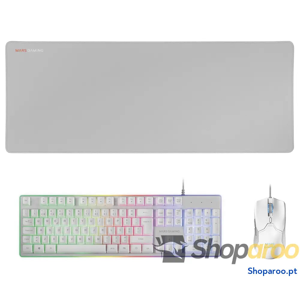 Mars Gaming MCPX Combo 3 em 1 com teclado H Mech iluminado rato ultraleve 10000 dpi software e tapete XXL compatível PC