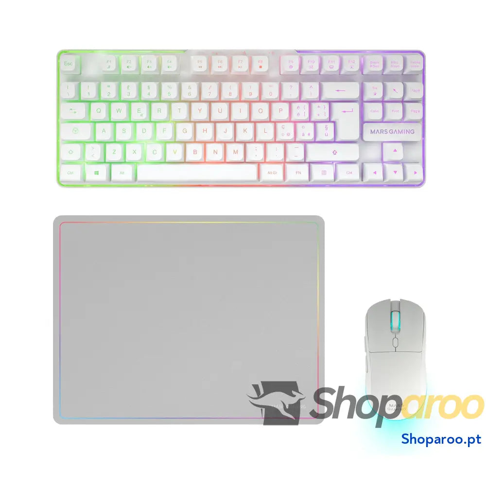 Mars Gaming MCPX Combo 3 em 1 com teclado H Mech iluminado rato ultraleve 10000 dpi software e tapete XXL compatível PC