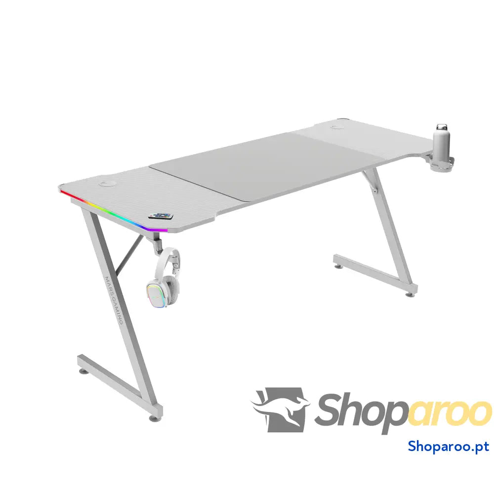 Mars Gaming MGD X160RGB Mesa de jogos ergonómica iluminação ARGB com comando fibra carbono tapete XXL suporte