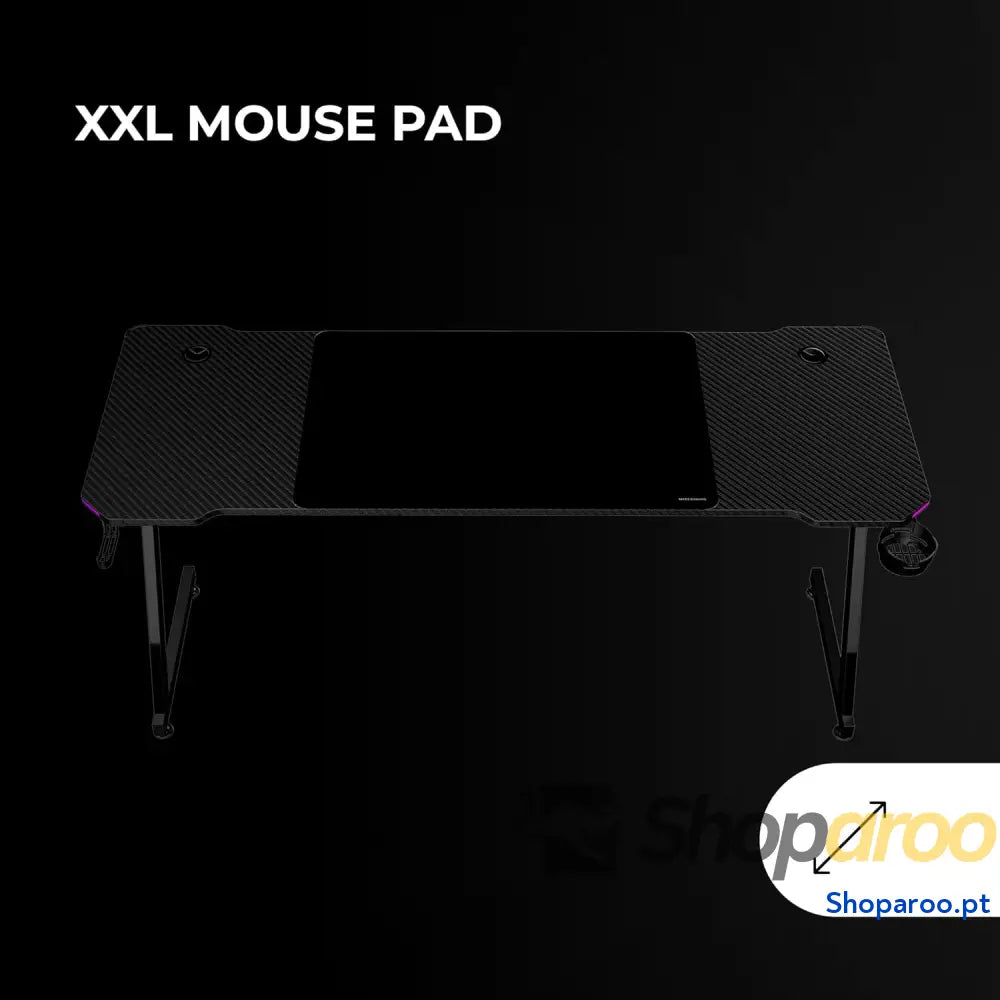 Mars Gaming MGD X160RGB Mesa de jogos ergonómica iluminação ARGB com comando fibra carbono tapete XXL suporte