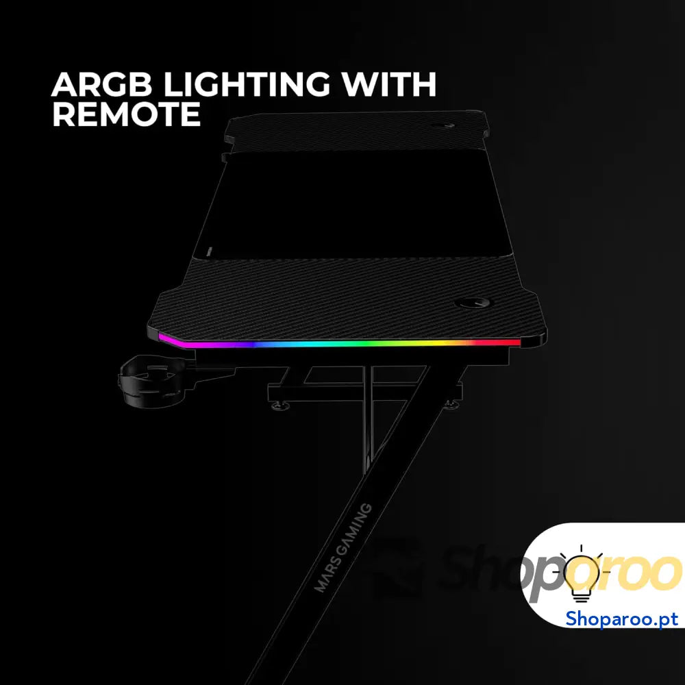 Mars Gaming MGD X160RGB Mesa de jogos ergonómica iluminação ARGB com comando fibra carbono tapete XXL suporte