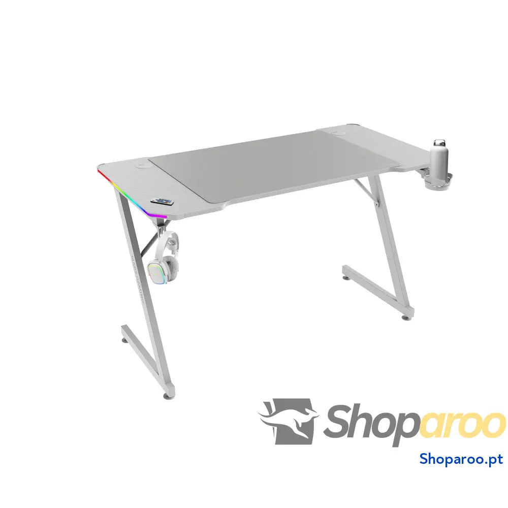 Mars Gaming MGD X160RGB Mesa de jogos ergonómica iluminação ARGB com comando fibra carbono tapete XXL suporte
