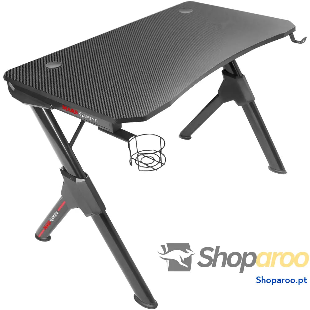 Mars Gaming MGD X160RGB Mesa de jogos ergonómica iluminação ARGB com comando fibra carbono tapete XXL suporte