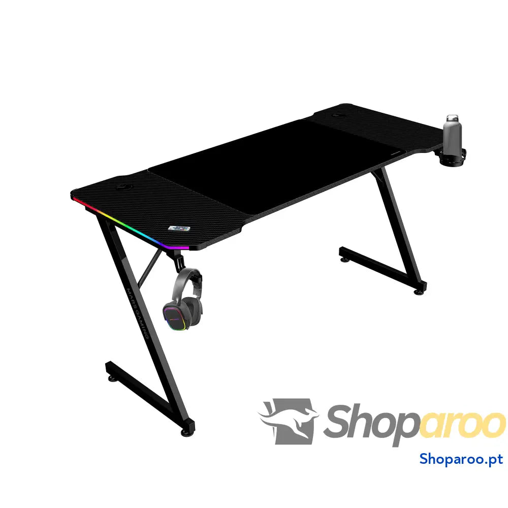 Mars Gaming MGD X160RGB Mesa de jogos ergonómica iluminação ARGB com comando fibra carbono tapete XXL suporte