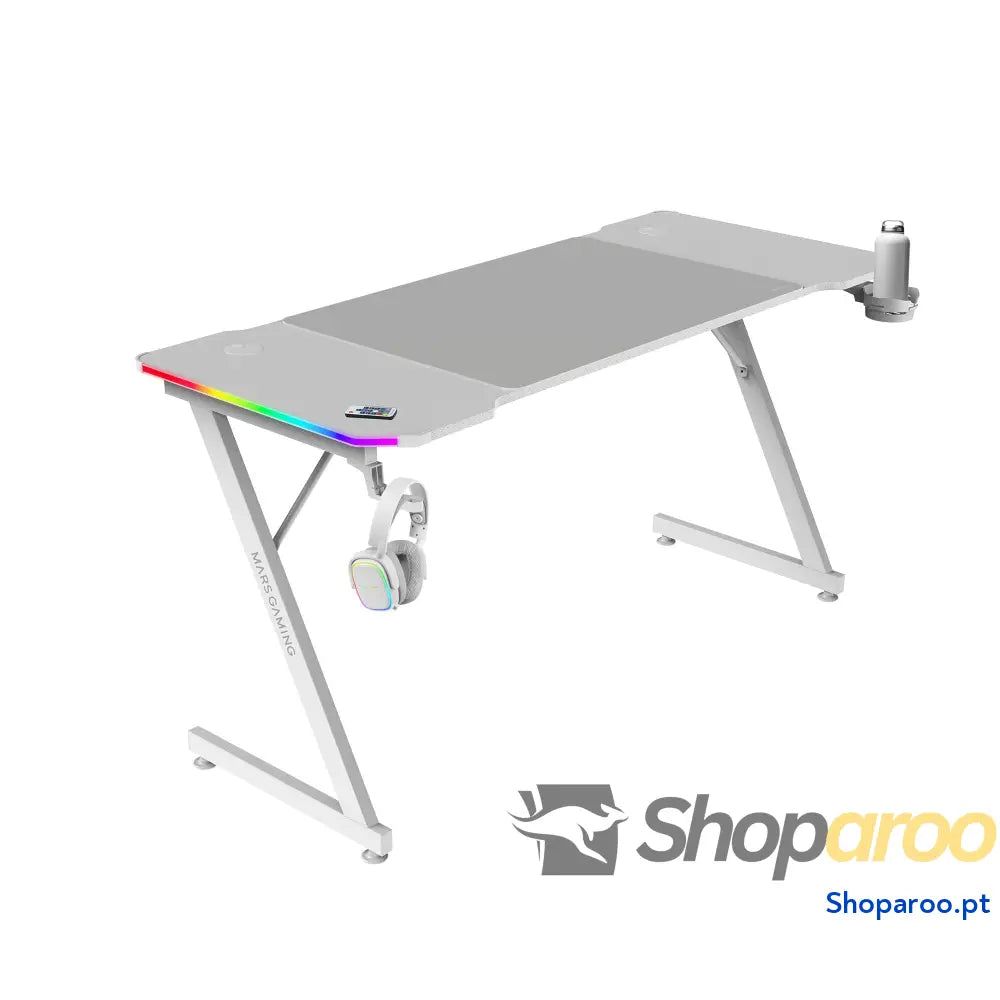 Mars Gaming MGD X160RGB Mesa de jogos ergonómica iluminação ARGB com comando fibra carbono tapete XXL suporte