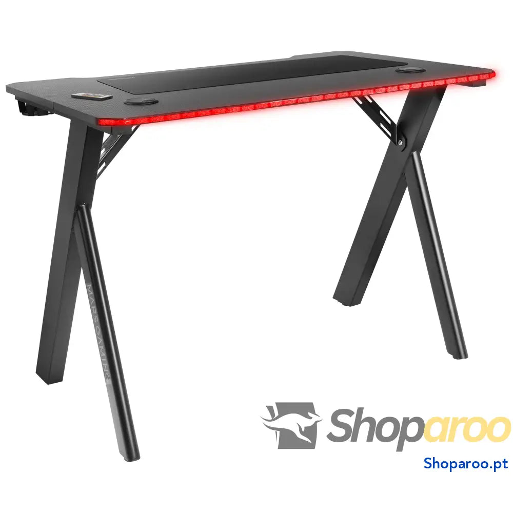 Mars Gaming MGD X160RGB Mesa de jogos ergonómica iluminação ARGB com comando fibra carbono tapete XXL suporte