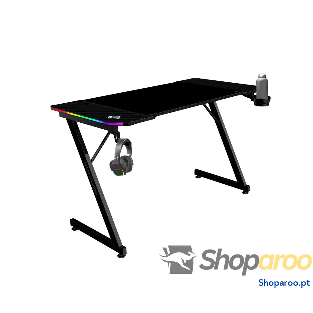 Mars Gaming MGD X160RGB Mesa de jogos ergonómica iluminação ARGB com comando fibra carbono tapete XXL suporte