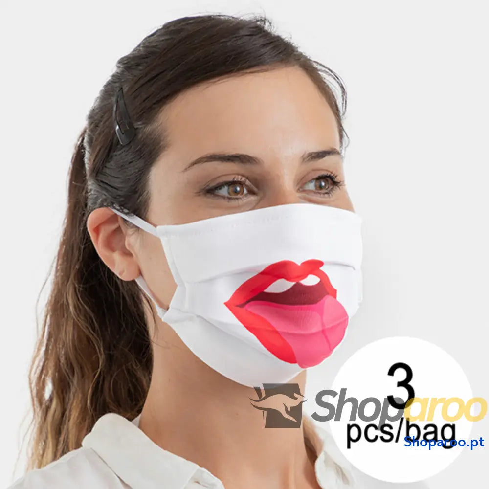Máscara Higiénica em Tecido Reutilizável Tongue Luanvi Tamanho M Pack de 3 uds