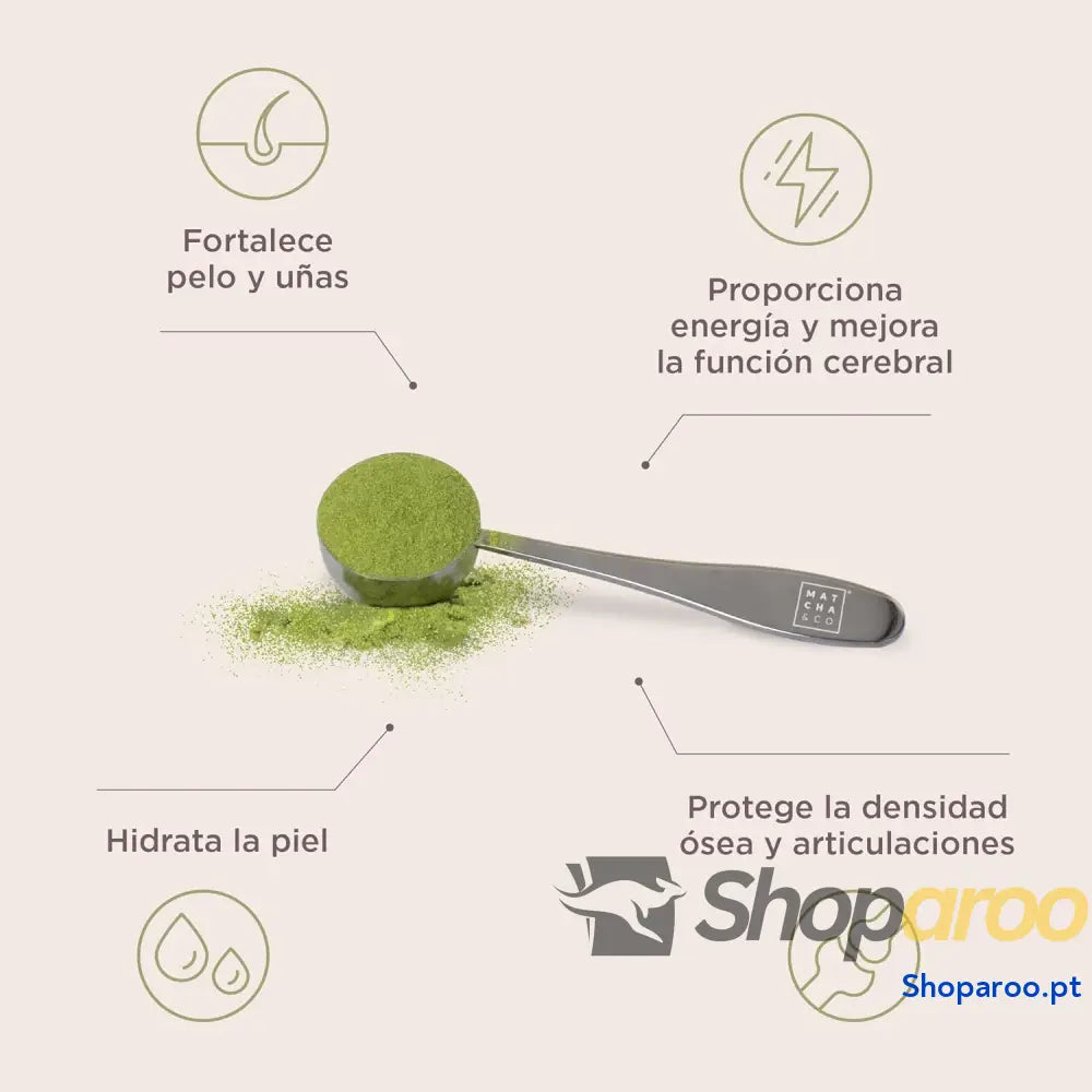 Colágeno em pó sabor matcha com magnésio para articulações e pele