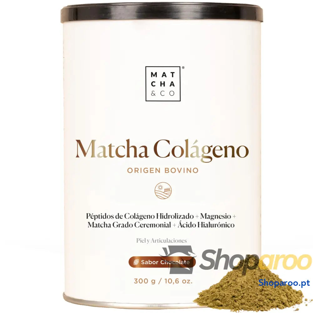 Colágeno em pó sabor matcha com magnésio para articulações e pele