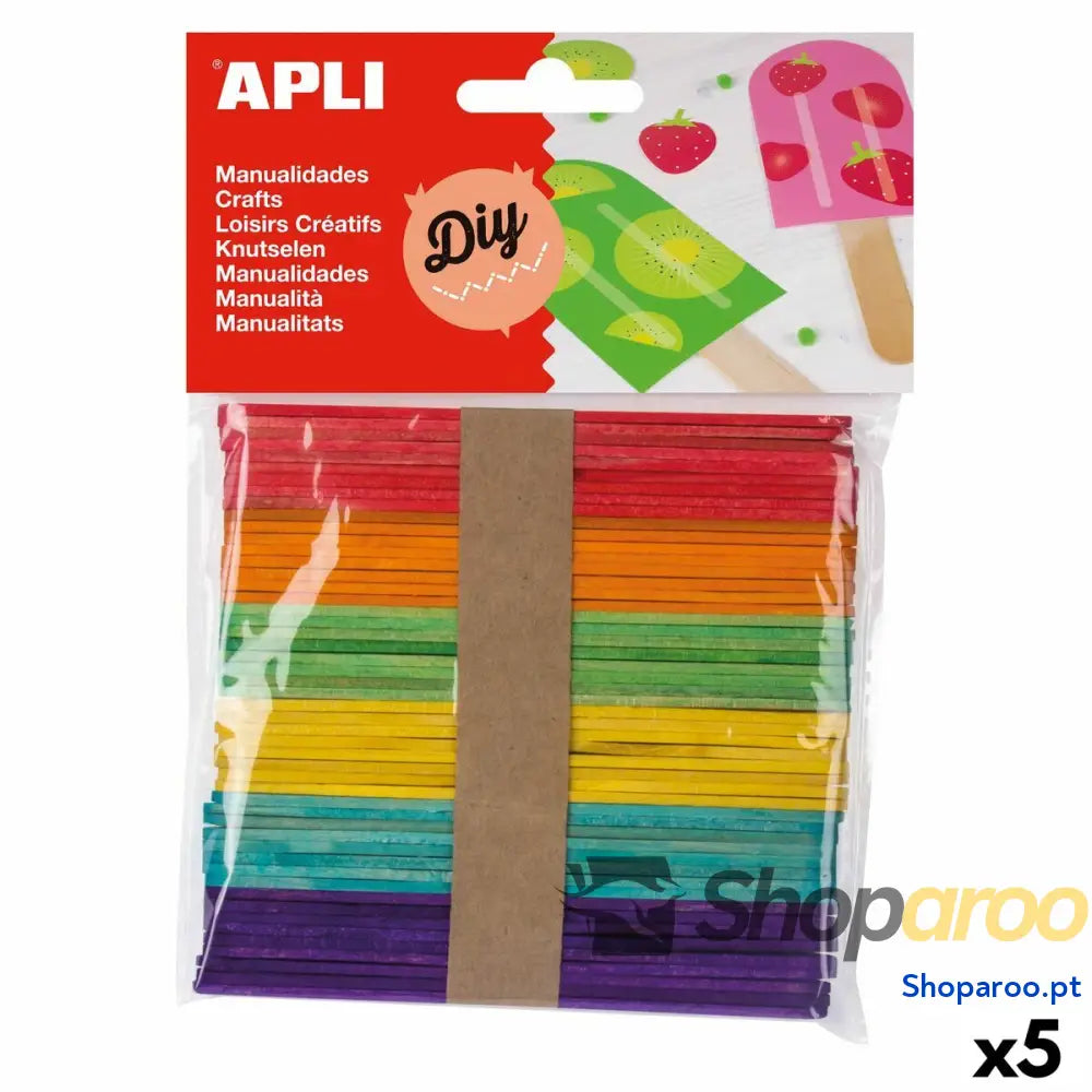 Material para Trabalhos Manuais Apli Multicolor Madeira 114 x 10 mm Pau de gelado (5 Unidades) (50