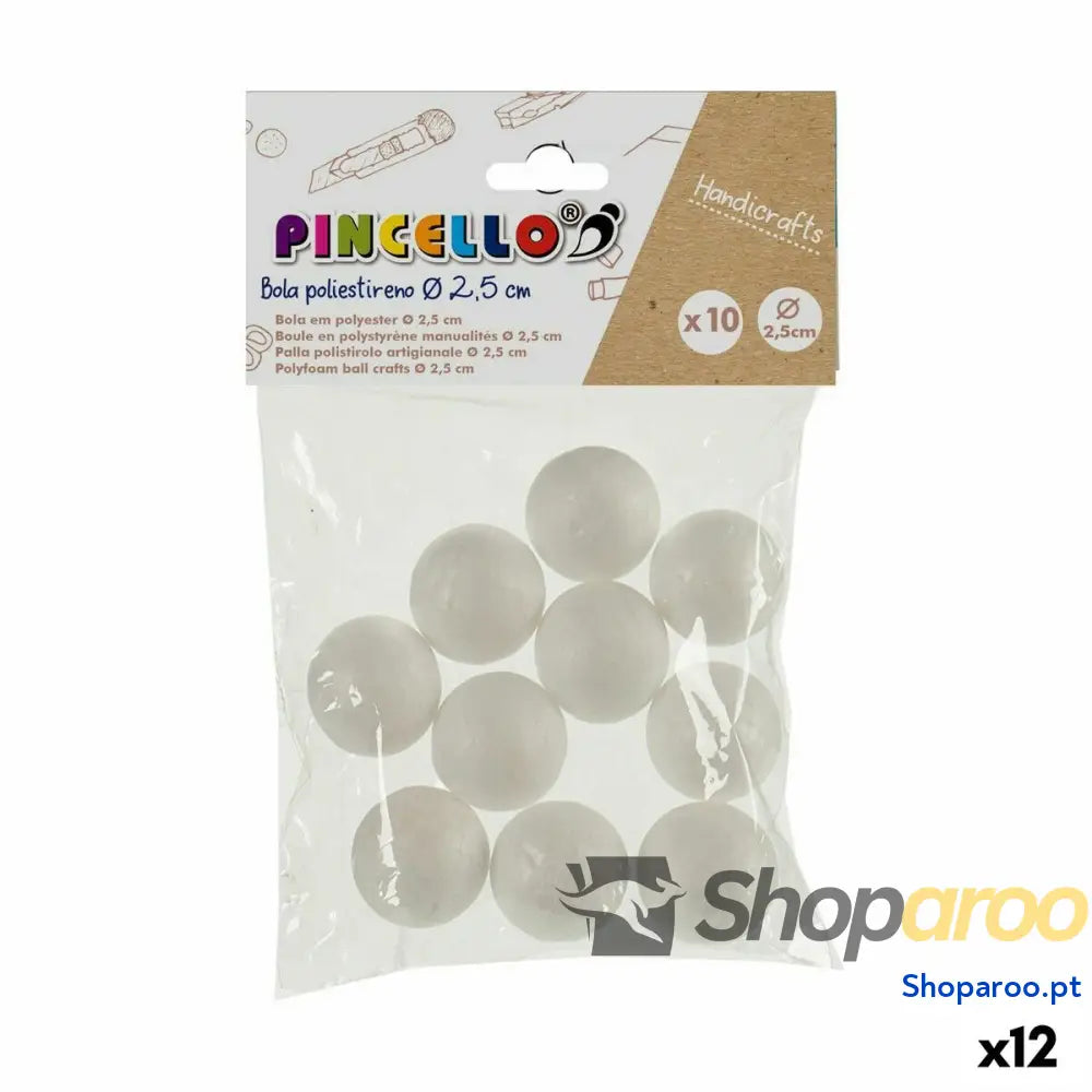 Material para Trabalhos Manuais Pincello DIAM 2.5 CM Bolas poliestireno Ø 2,5 cm Branco 12 Unidades
