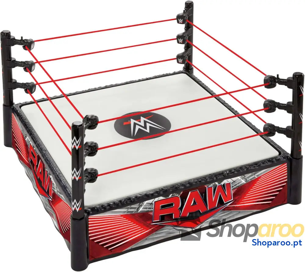 Mattel WWE Ring de superestrelas com autocolantes Main Event e RAW tapete molas cordas elásticas esticadas JDJ20