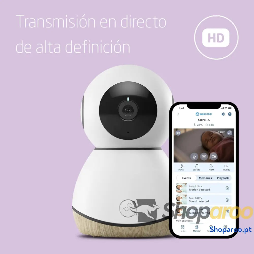 Maxi Cosi See câmara de vigilância para bebés wi fi interior monitor com visão noturna HD vídeo e áudio sensor