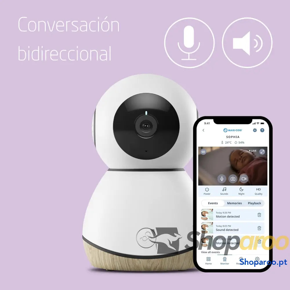 Maxi Cosi See câmara de vigilância para bebés wi fi interior monitor com visão noturna HD vídeo e áudio sensor