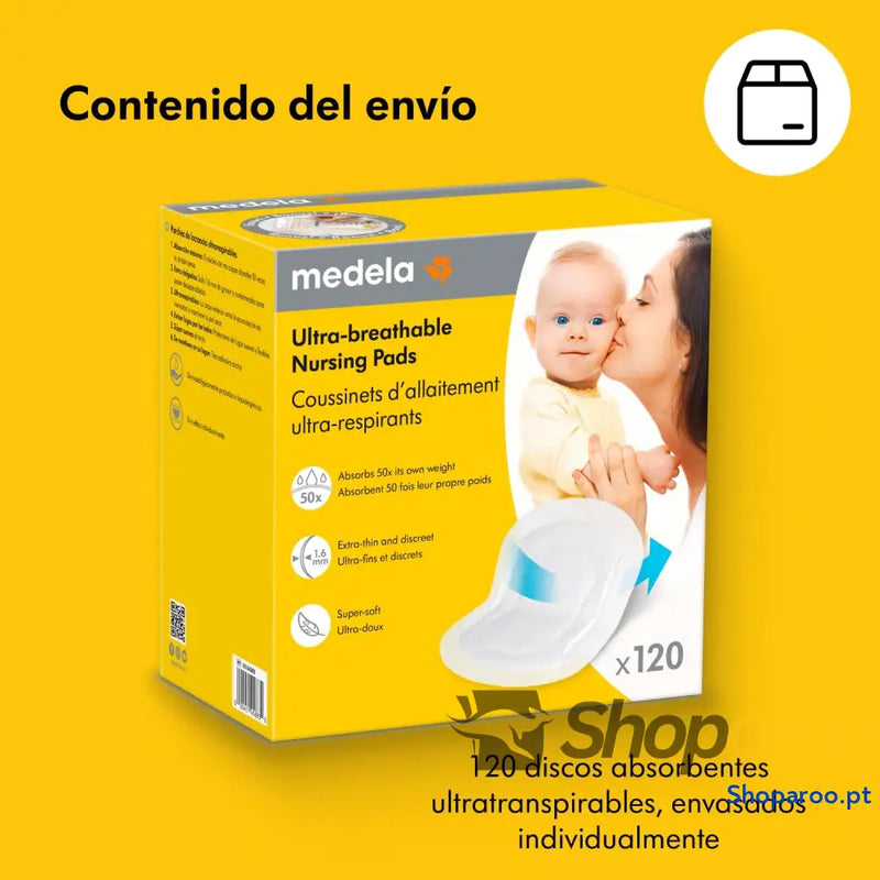 Medela discos absorventes respiráveis para amamentação design discreto uso confortável embalagem de 120 exclusivo