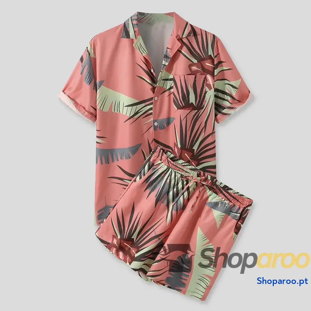 Conjunto de camisa e calções para homem tamanho grande plus size