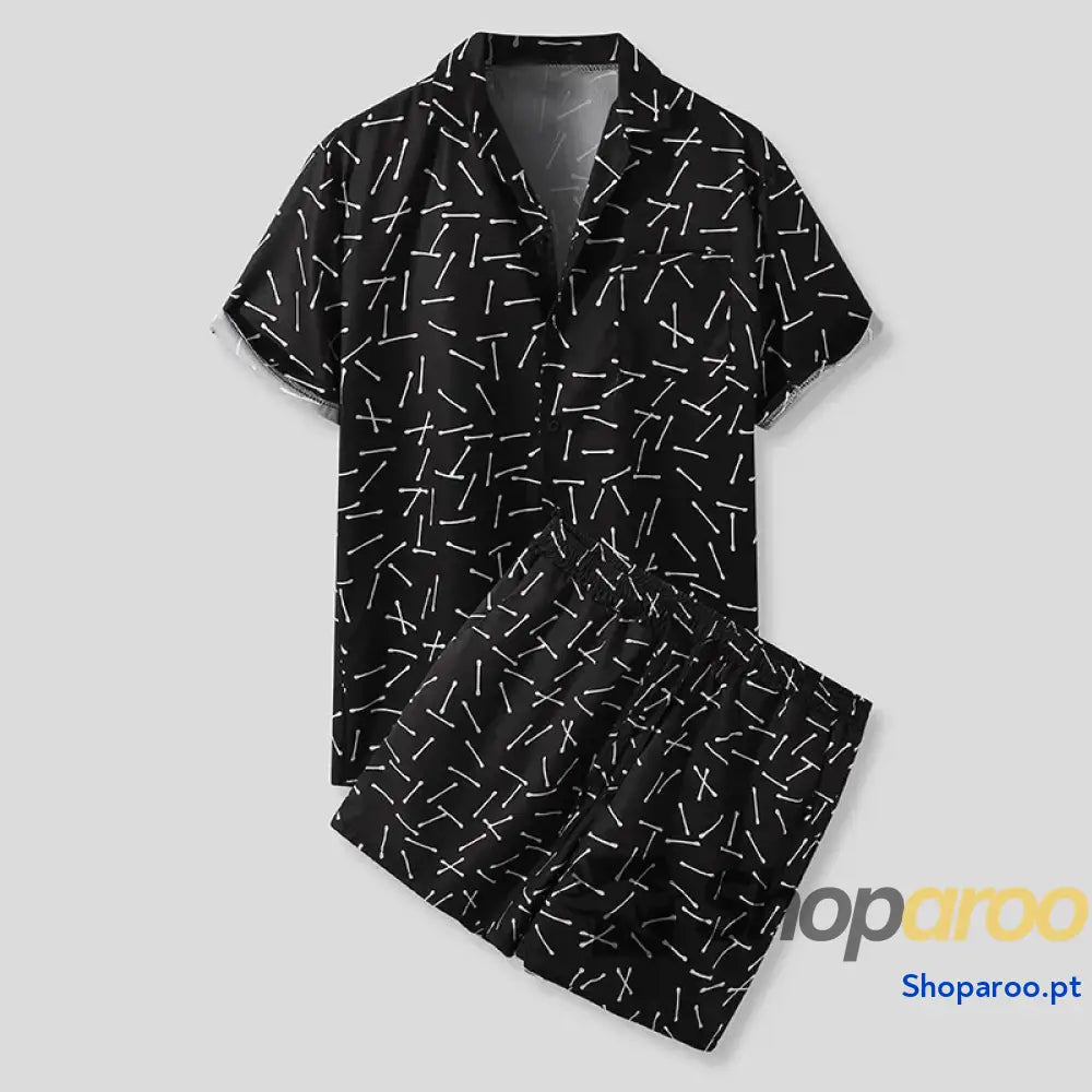 Conjunto de camisa e calções para homem tamanho grande plus size