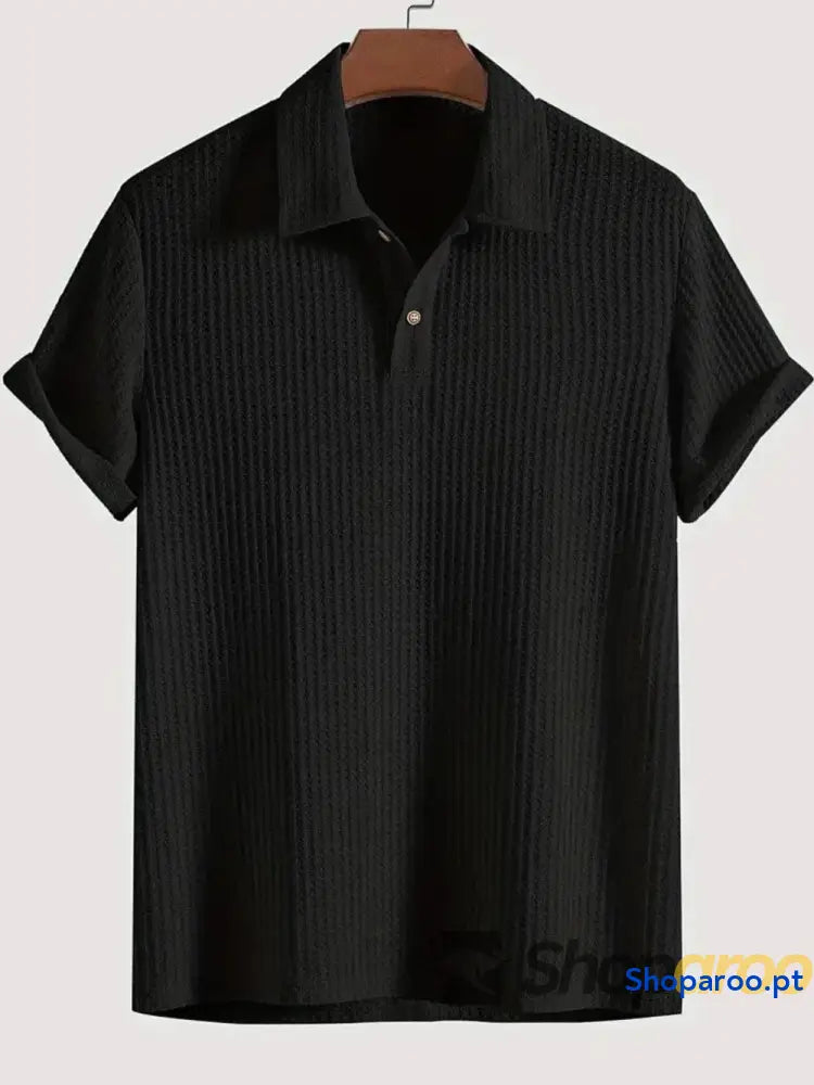 Men’s Waffle-Knit Collared Neck Short Sleeve Polo