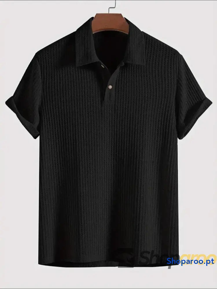 Men’s Waffle-Knit Collared Neck Short Sleeve Polo