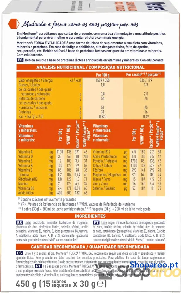 Meritene | Força e Vitalidade | Batidos Sabor Baunilha | para os seus músculos vitalidade si | Solução nutricional