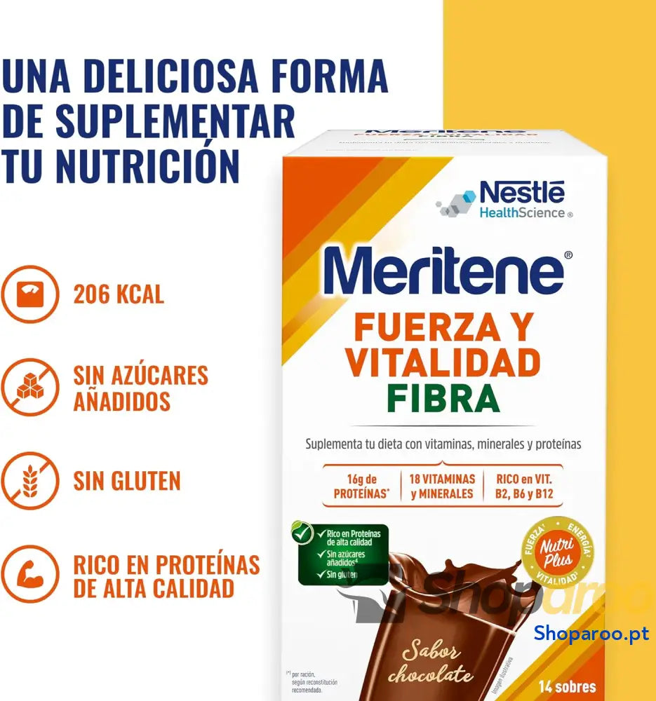 Meritene Força e Vitalidade em Fibra sabor chocolate com vitamina