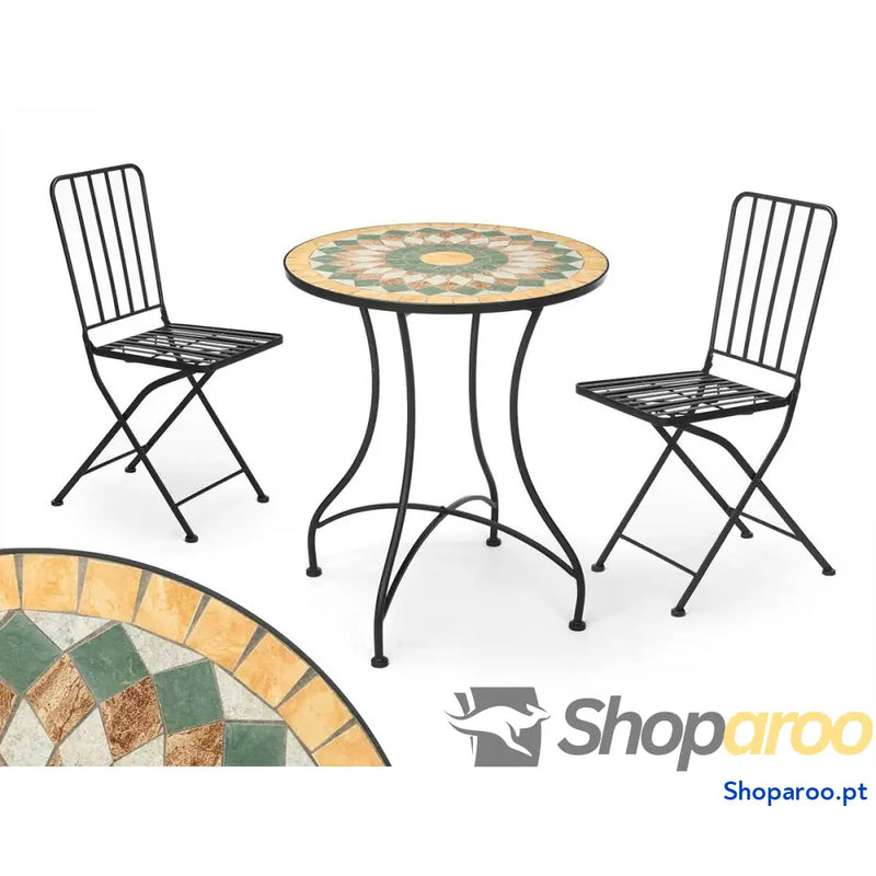 Mesa com 2 cadeiras Ibergarden Mosaico-Forja Preto Ocre