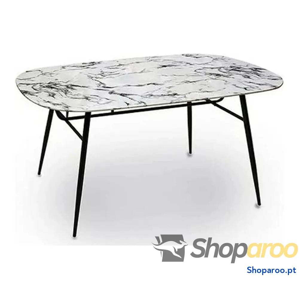 Mesa de apoio Branco Preto Metal Vidro temperado 90 x 76,5 x 160 cm