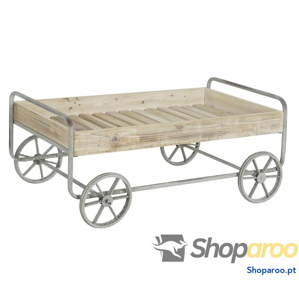 Mesa de apoio DKD Home Decor Cinzento Natural Metal Abeto Madeira de abeto 110 x 67 x 46 cm
