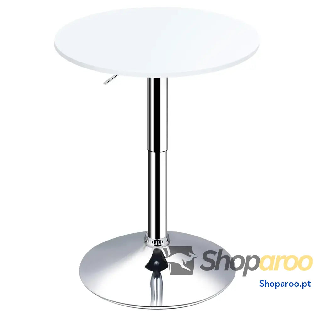 Mesa de bar ajustável branca com base redonda para cozinha ou sala jantar