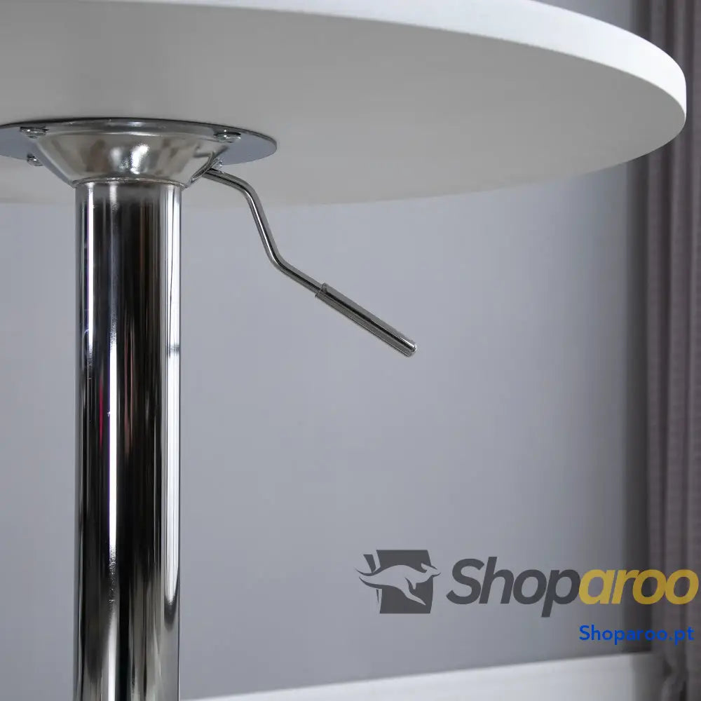 Mesa de bar ajustável branca com base redonda para cozinha ou sala jantar