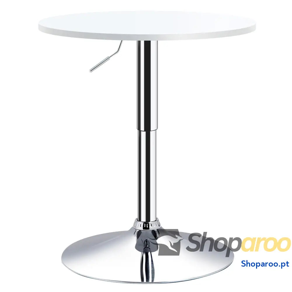 Mesa de bar ajustável branca com base redonda para cozinha ou sala jantar