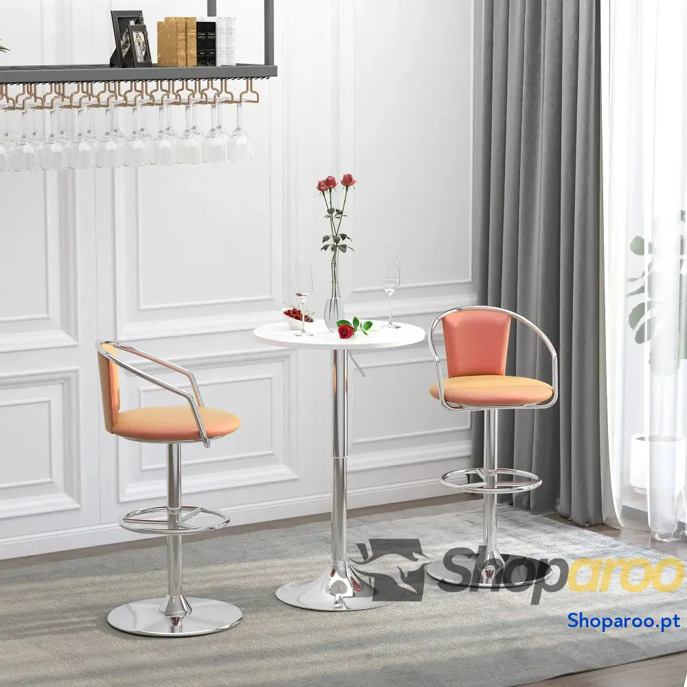 Mesa de bar ajustável branca com base redonda para cozinha ou sala jantar