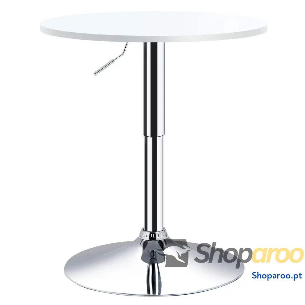 Mesa de bar ajustável branca com base redonda para cozinha ou sala jantar