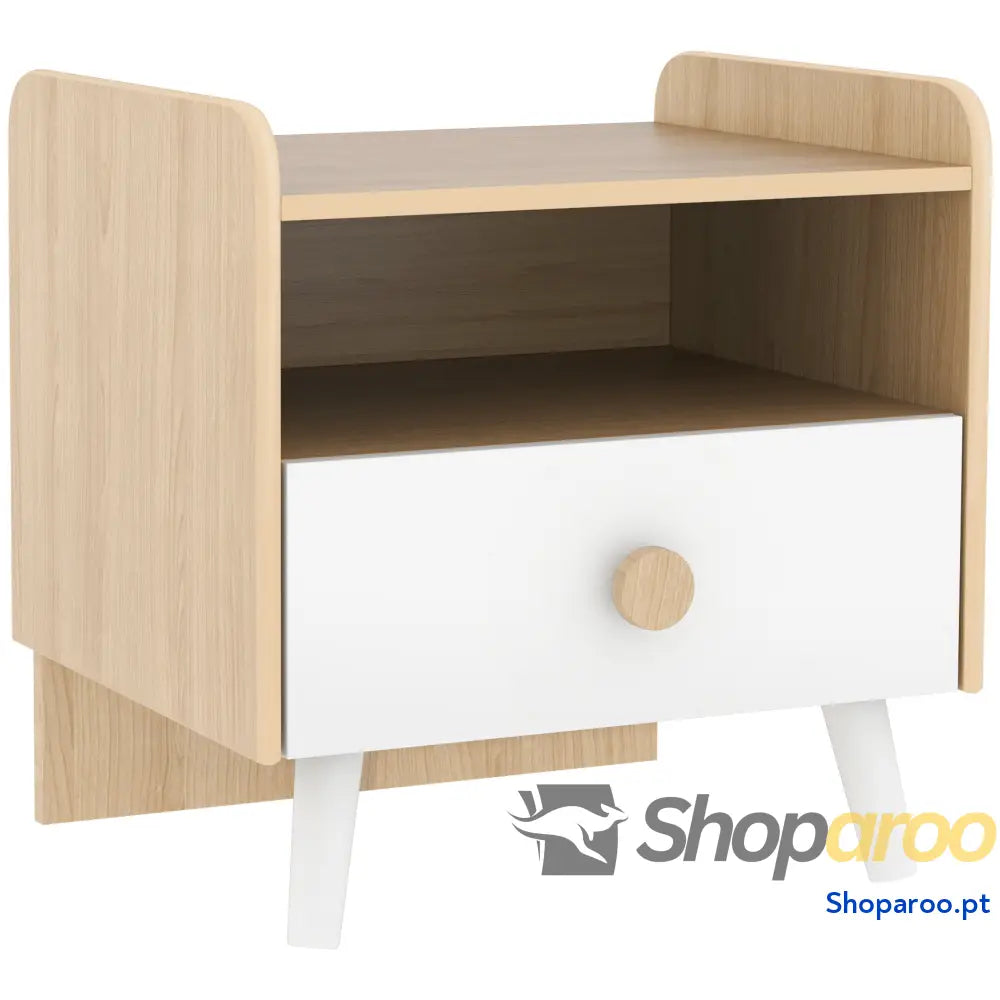 Mesa de Cabeceira Infantil Madeira para Crianças com Gaveta Bordas Redondas 40x32,5x40 cm Branco