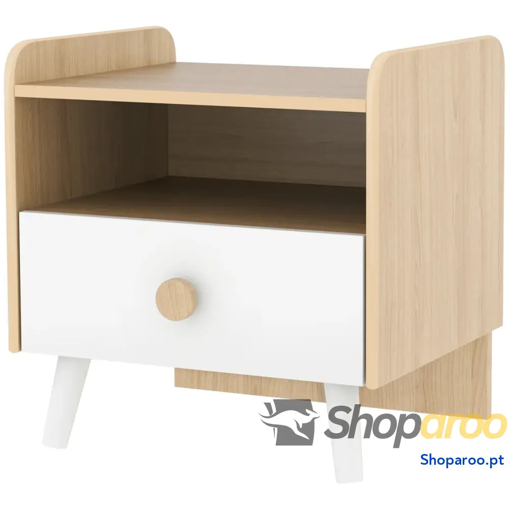 Mesa de Cabeceira Infantil Madeira para Crianças com Gaveta Bordas Redondas 40x32,5x40 cm Branco