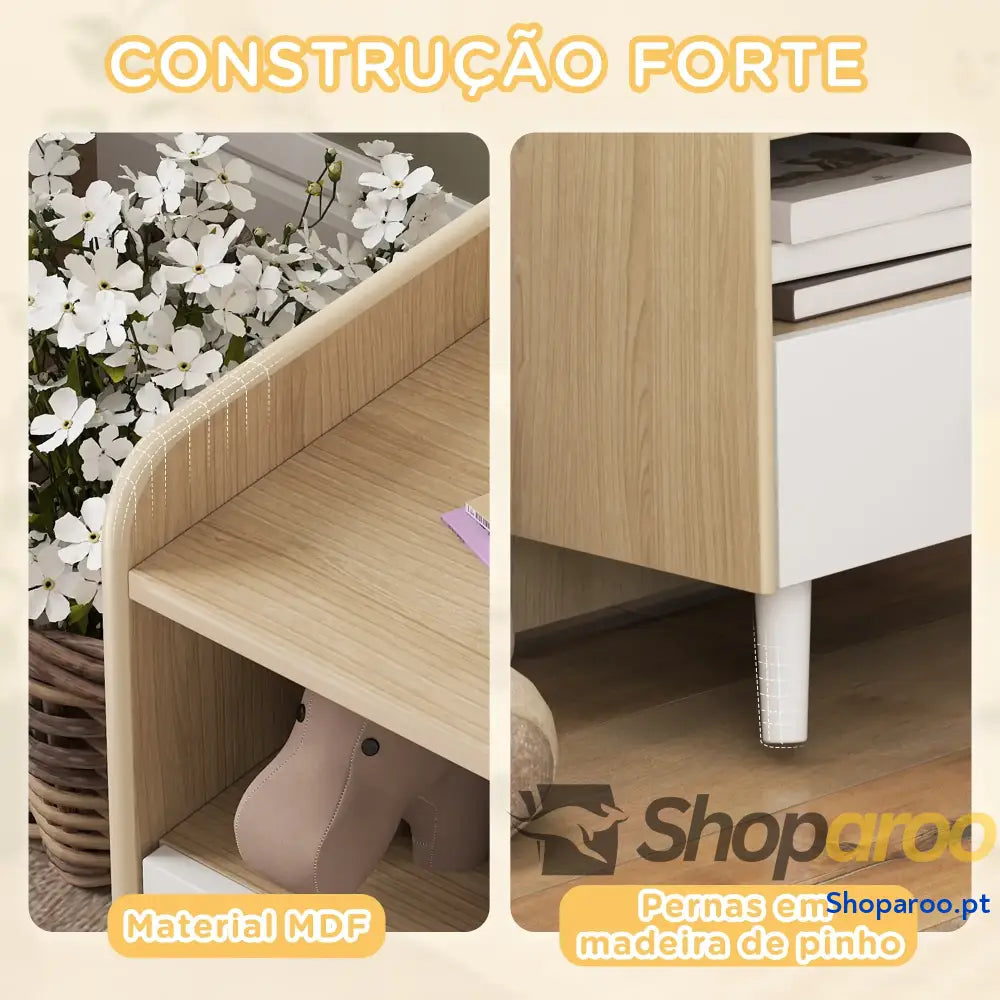 Mesa de Cabeceira Infantil Madeira para Crianças com Gaveta Bordas Redondas 40x32,5x40 cm Branco