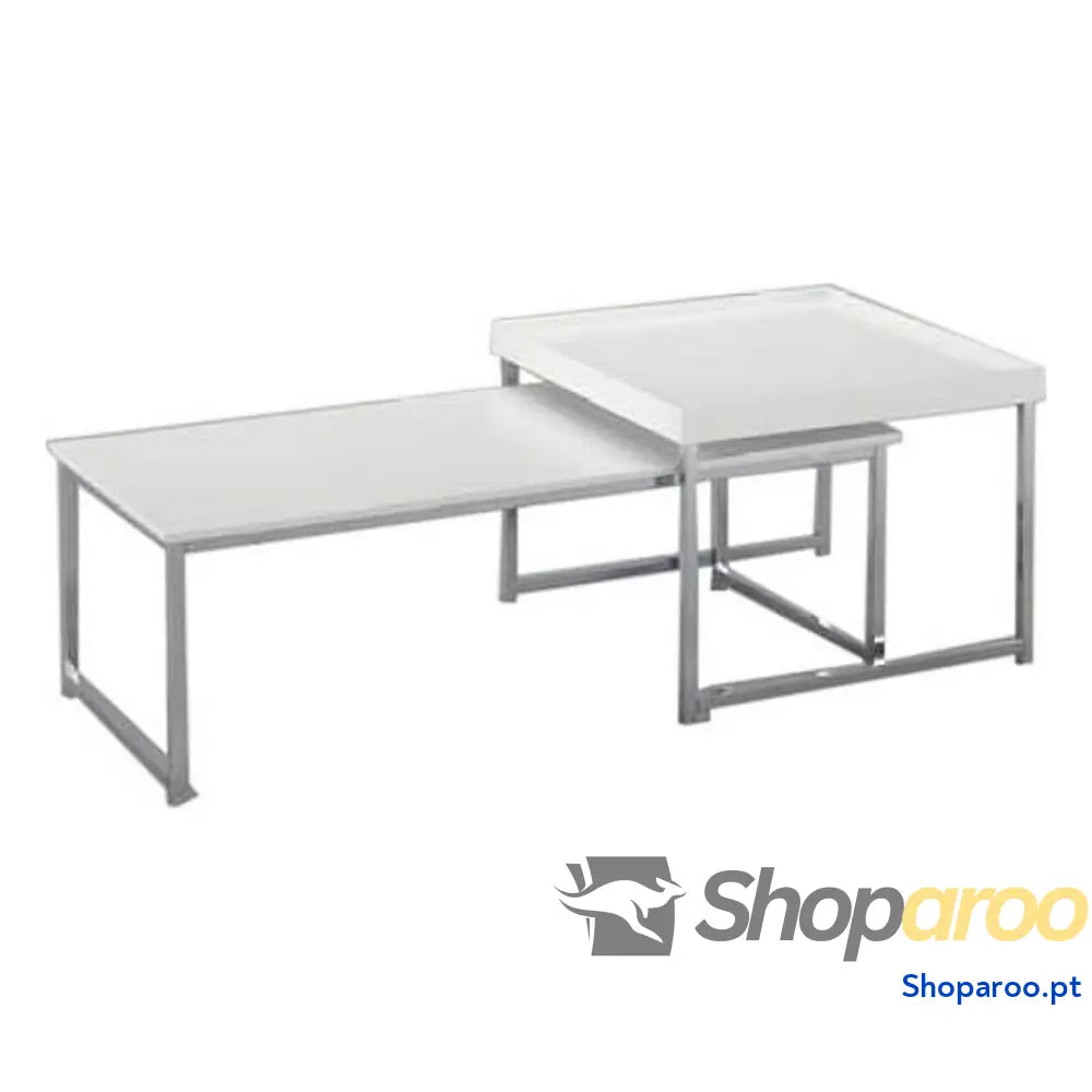 Mesa de Centro DKD Home Decor Branco Prateado Aço Madeira MDF 110 x 48 x 45 cm