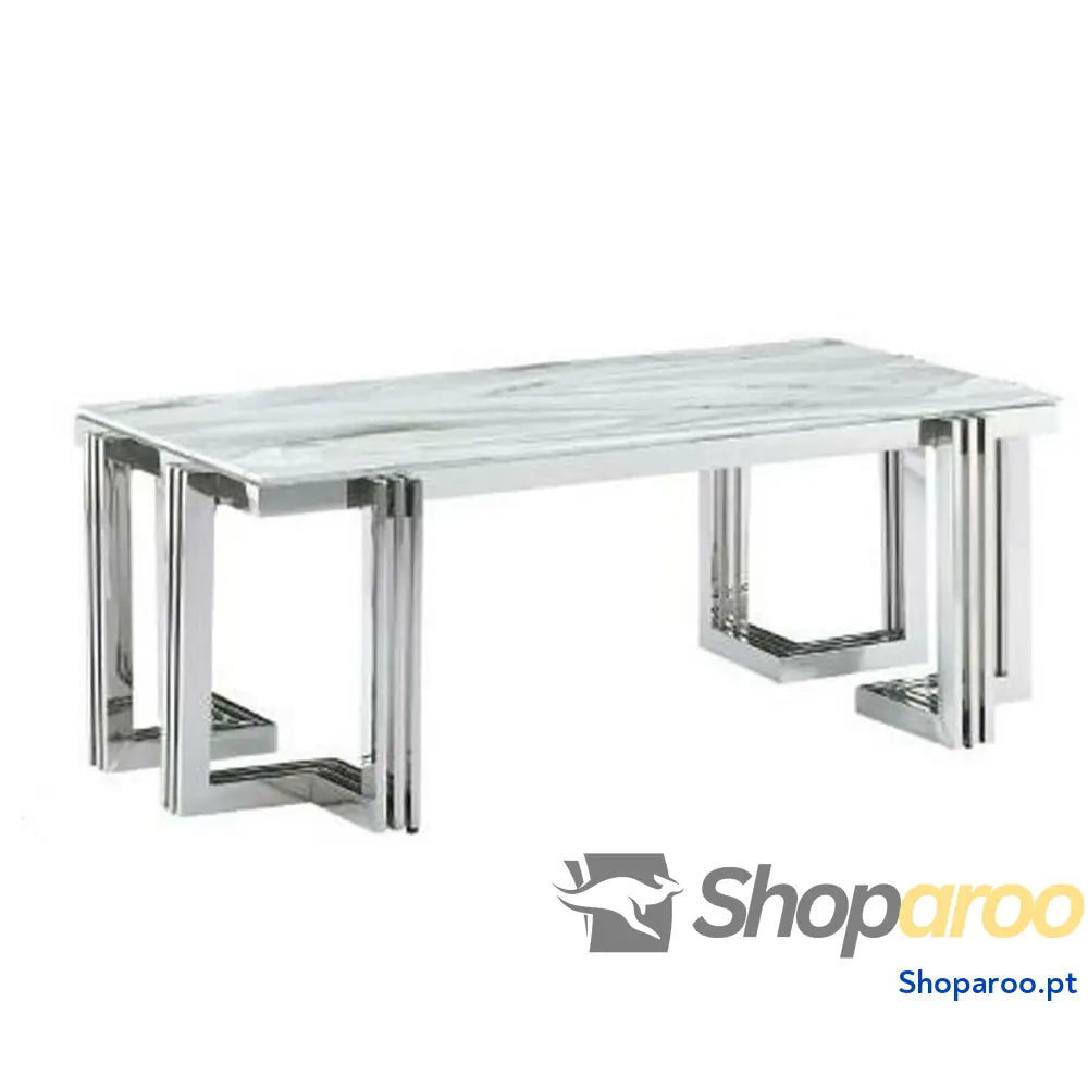 Mesa de Centro DKD Home Decor Branco Prateado Cristal Aço 120 x 60 x 45 cm