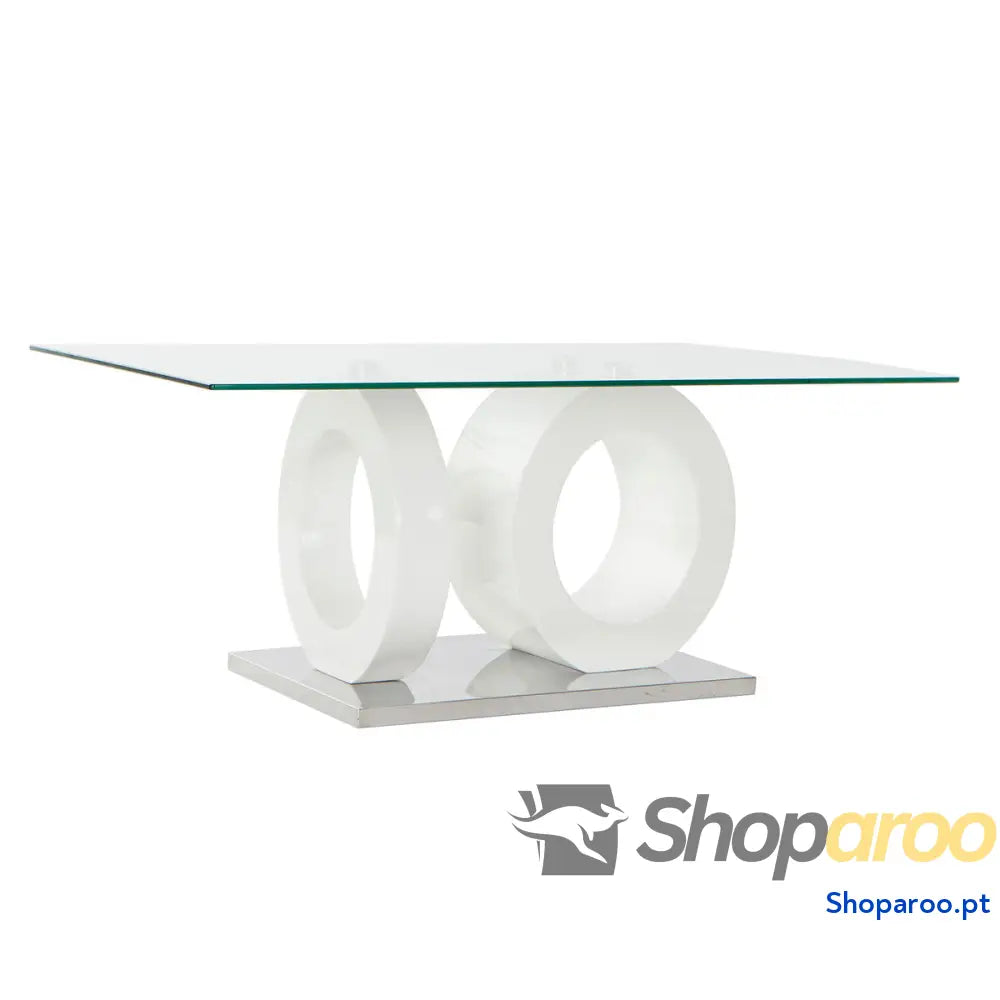 Mesa de Centro DKD Home Decor Branco Transparente Madeira Cristal Madeira MDF 110 x 60 x 45 cm